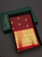 Maroon and green silk saree- PSS031A