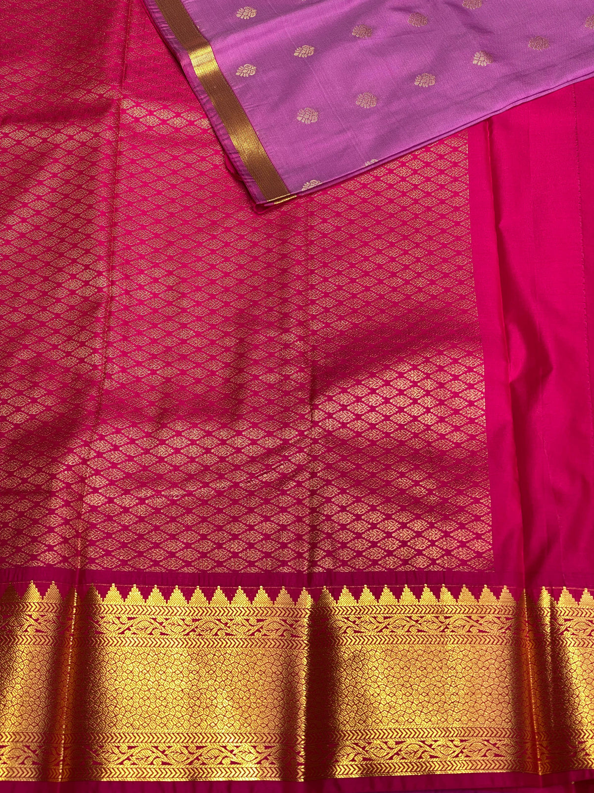 Lilac pink and magenta silk saree- PSS031L