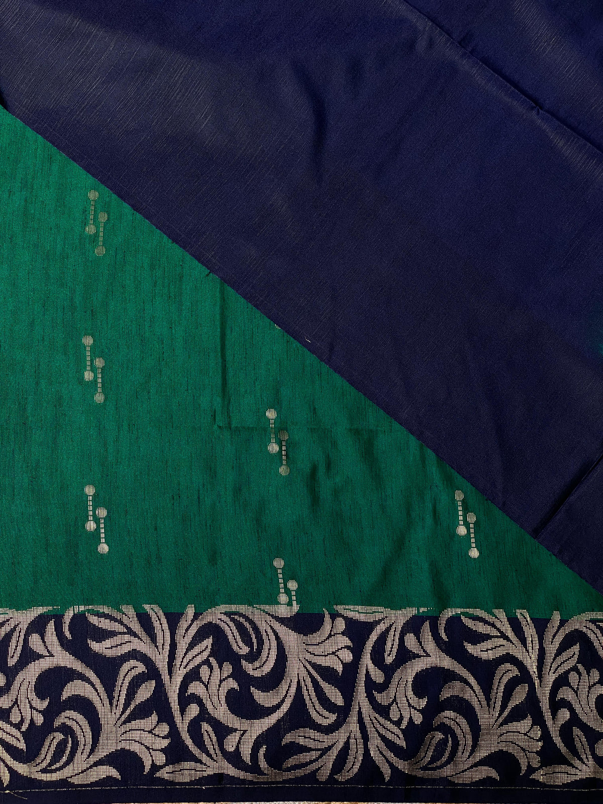 Peacock green and Navy blue soft silk saree - PSS0771DD
