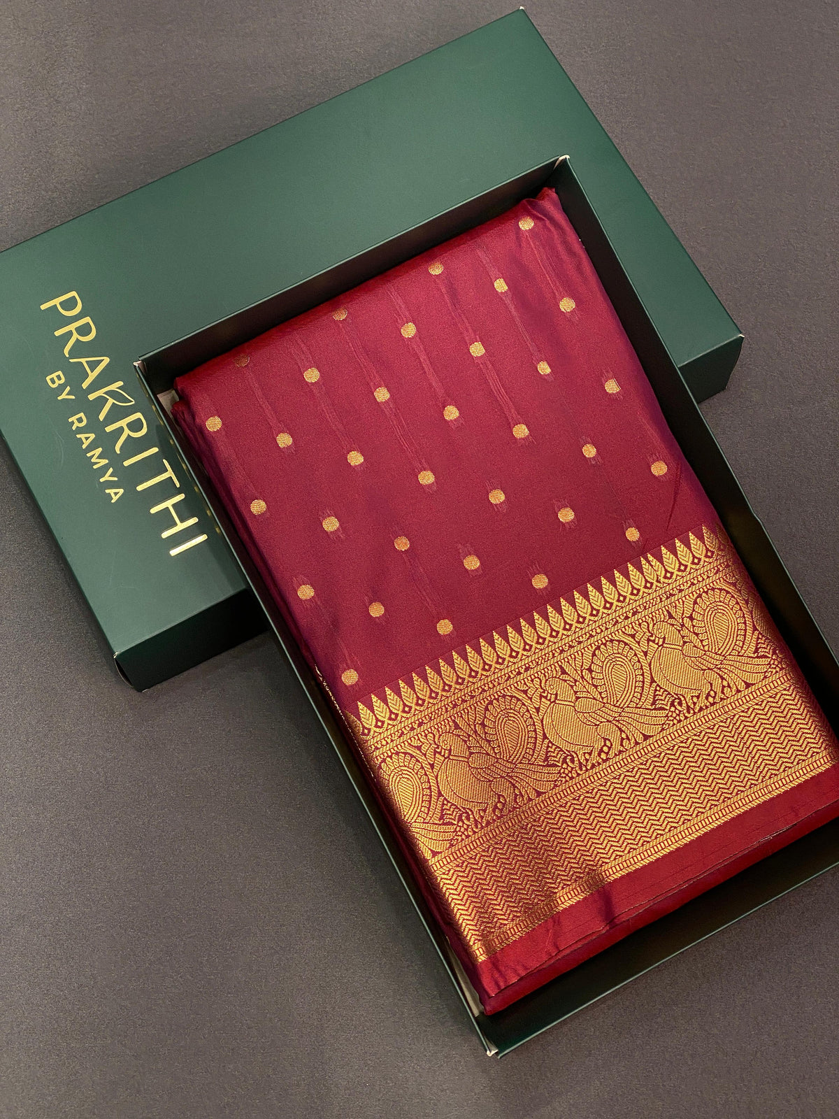 Maroon kanchipuram silk saree - PEACOCKMAROON