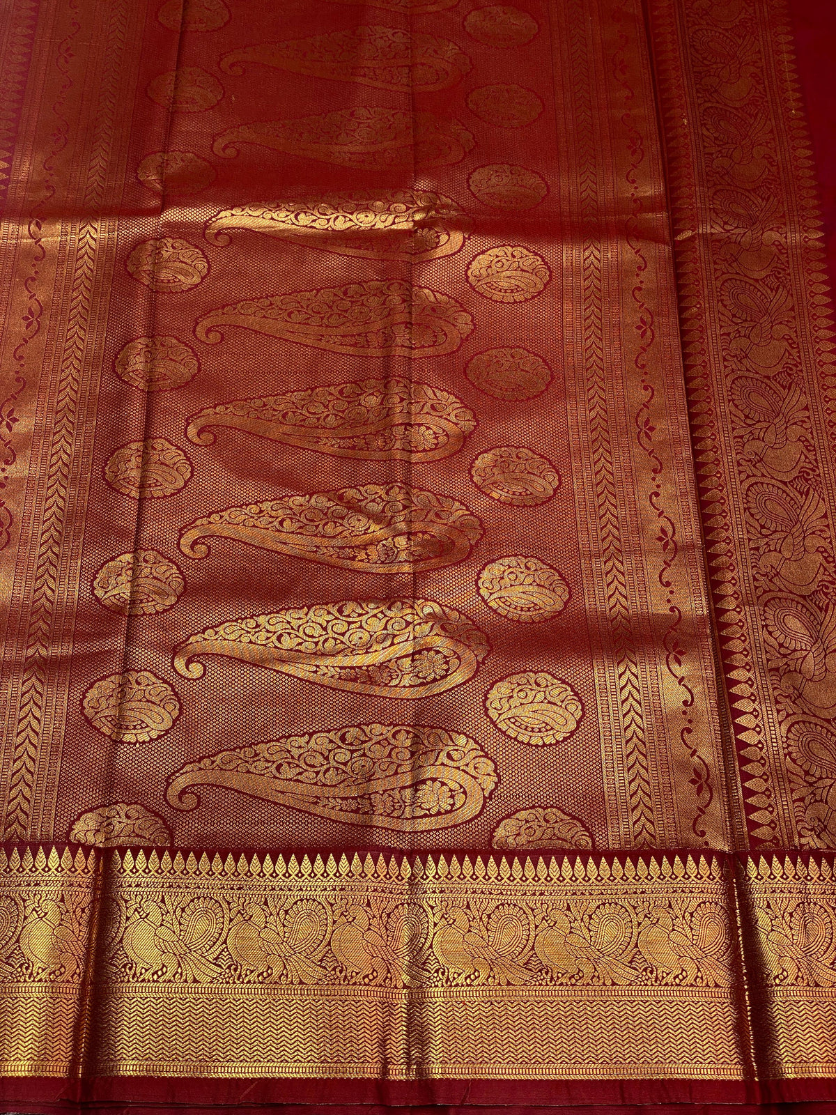 Maroon kanchipuram silk saree - PEACOCKMAROON