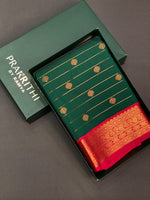 Dark green and magenta soft silk saree - PSS060A