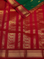 Green and red traditional kanchi saree - PSSSGREEN