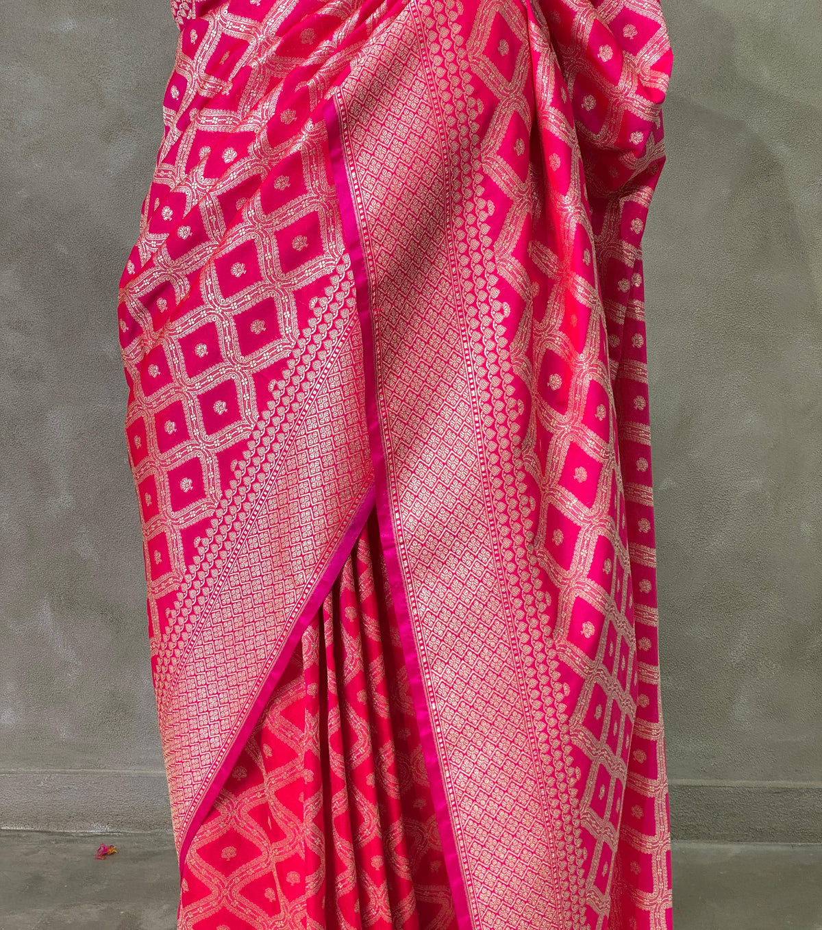 Reddish pink Banarasi Saree - PBANZ005