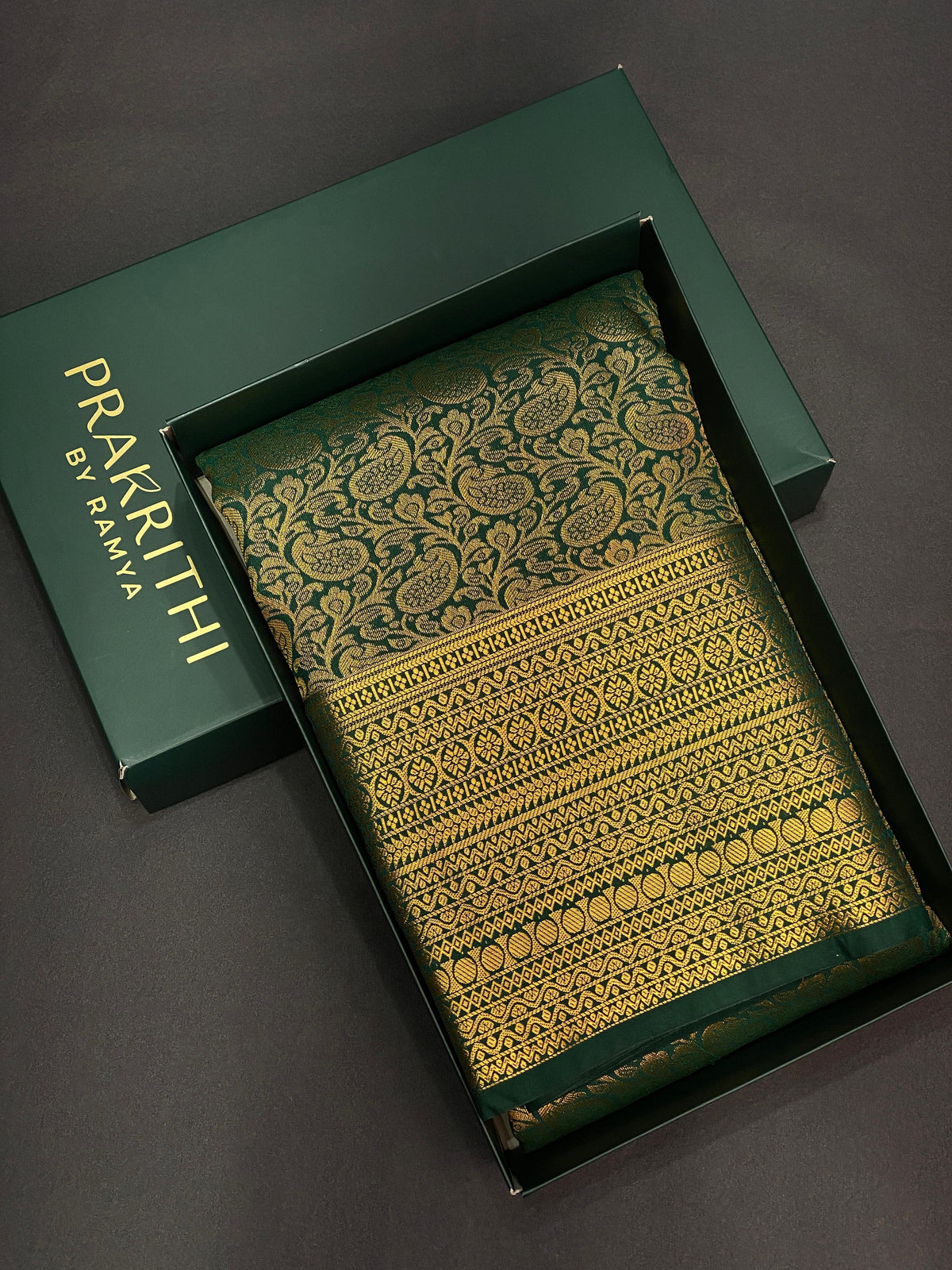 Dark green bridal kanchipuram saree- PBK007