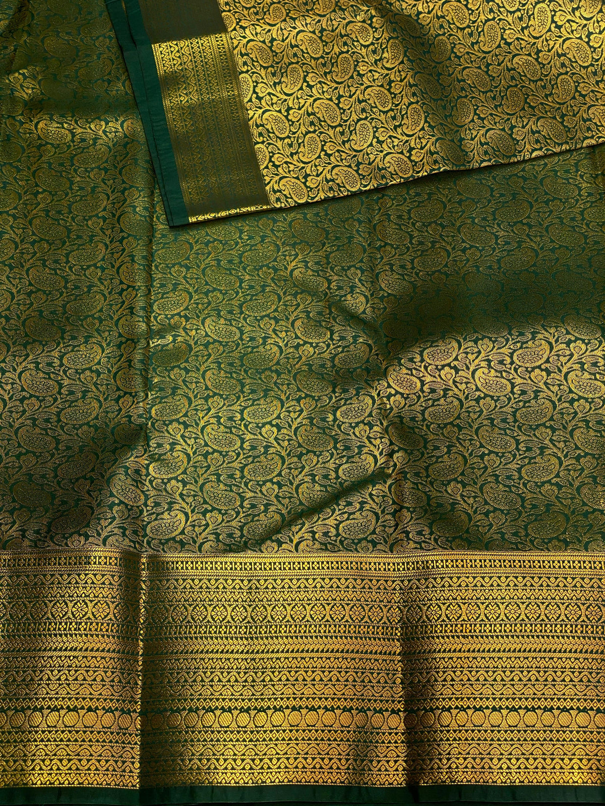 Dark green bridal kanchipuram saree- PBK007