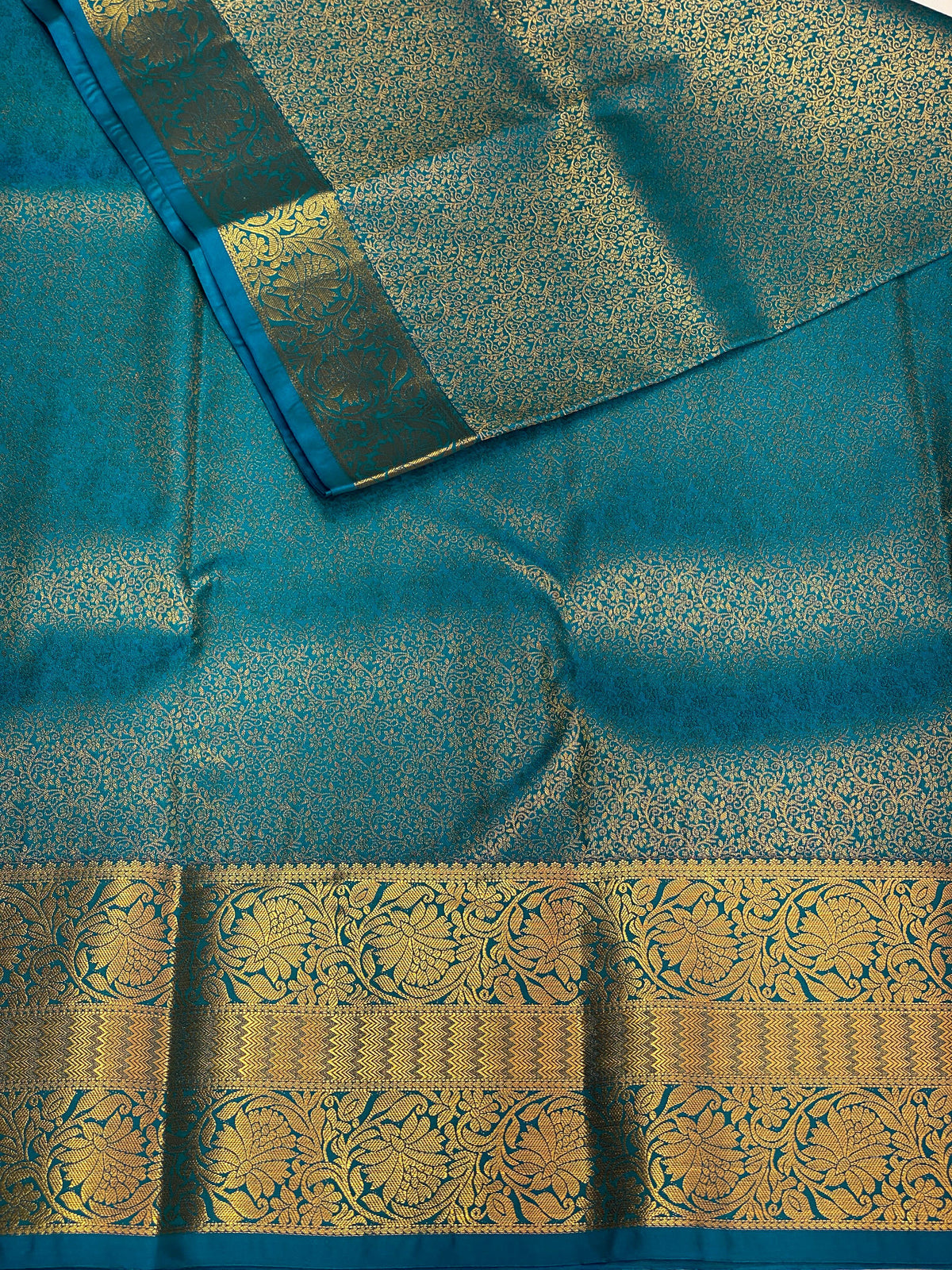 Peacock blue bridal kanchipuram saree- PBK003