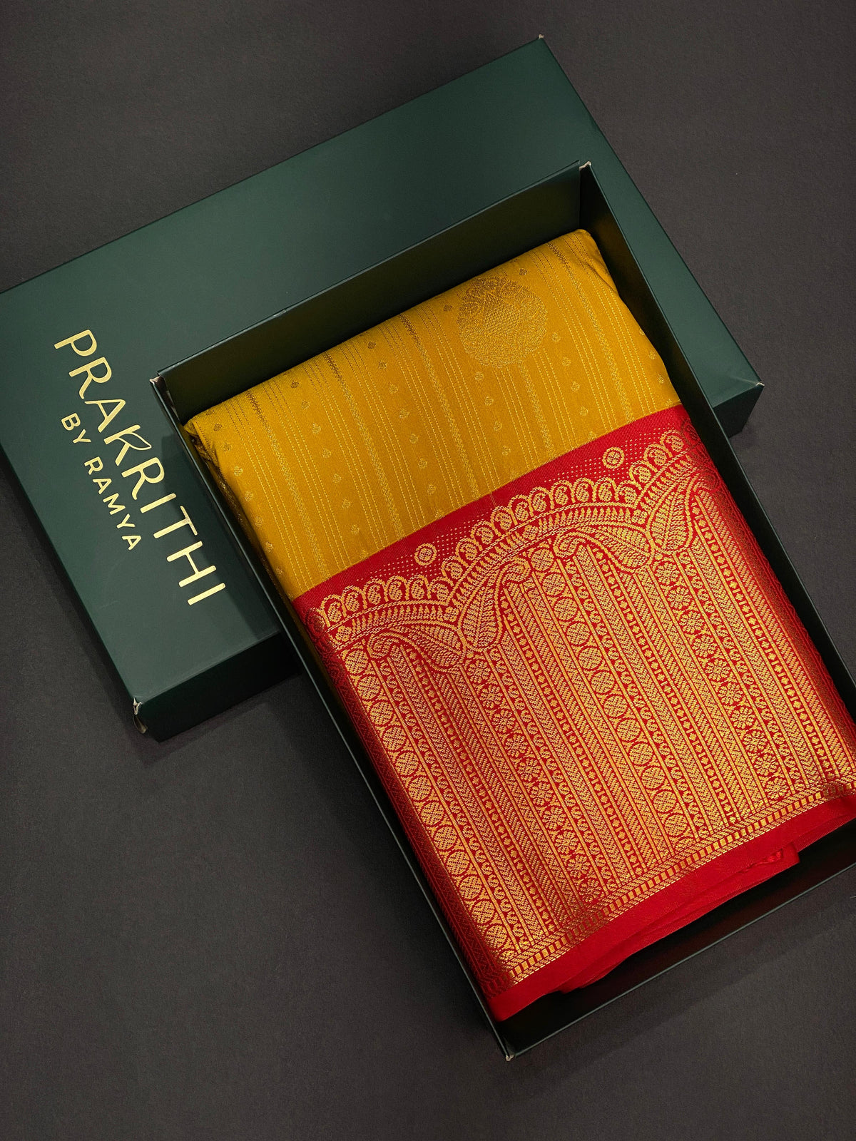 Yellow and Red silk saree- PSSYR