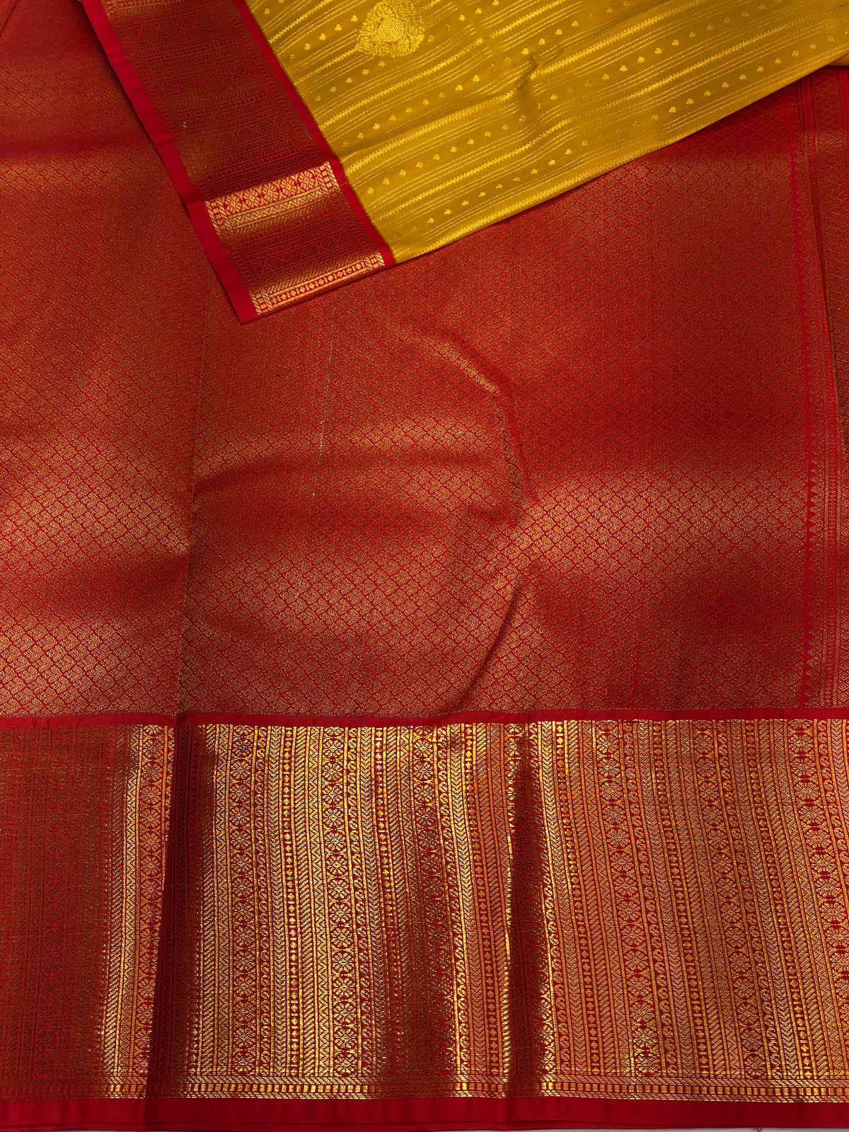 Yellow and Red silk saree- PSSYR