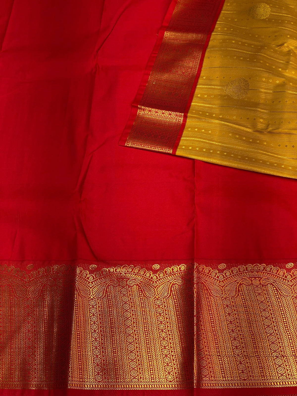 Yellow and Red silk saree- PSSYR