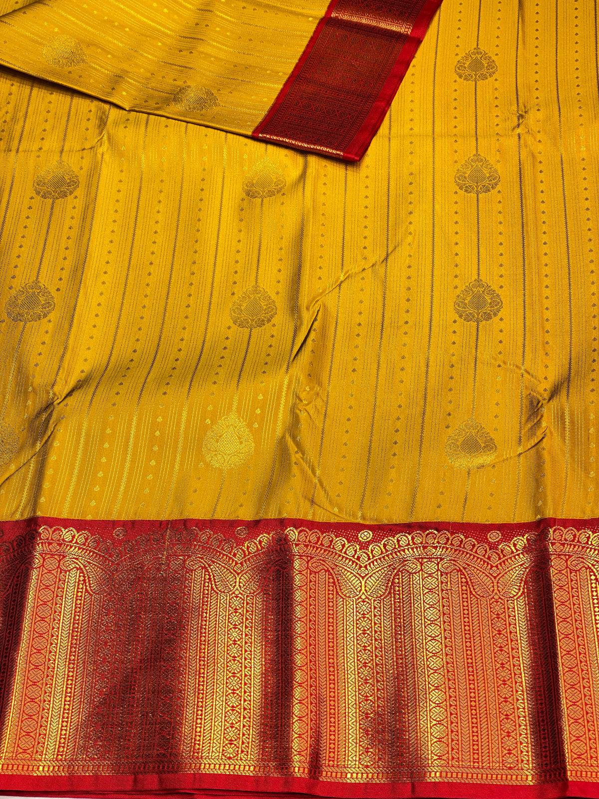 Yellow and Red silk saree- PSSYR
