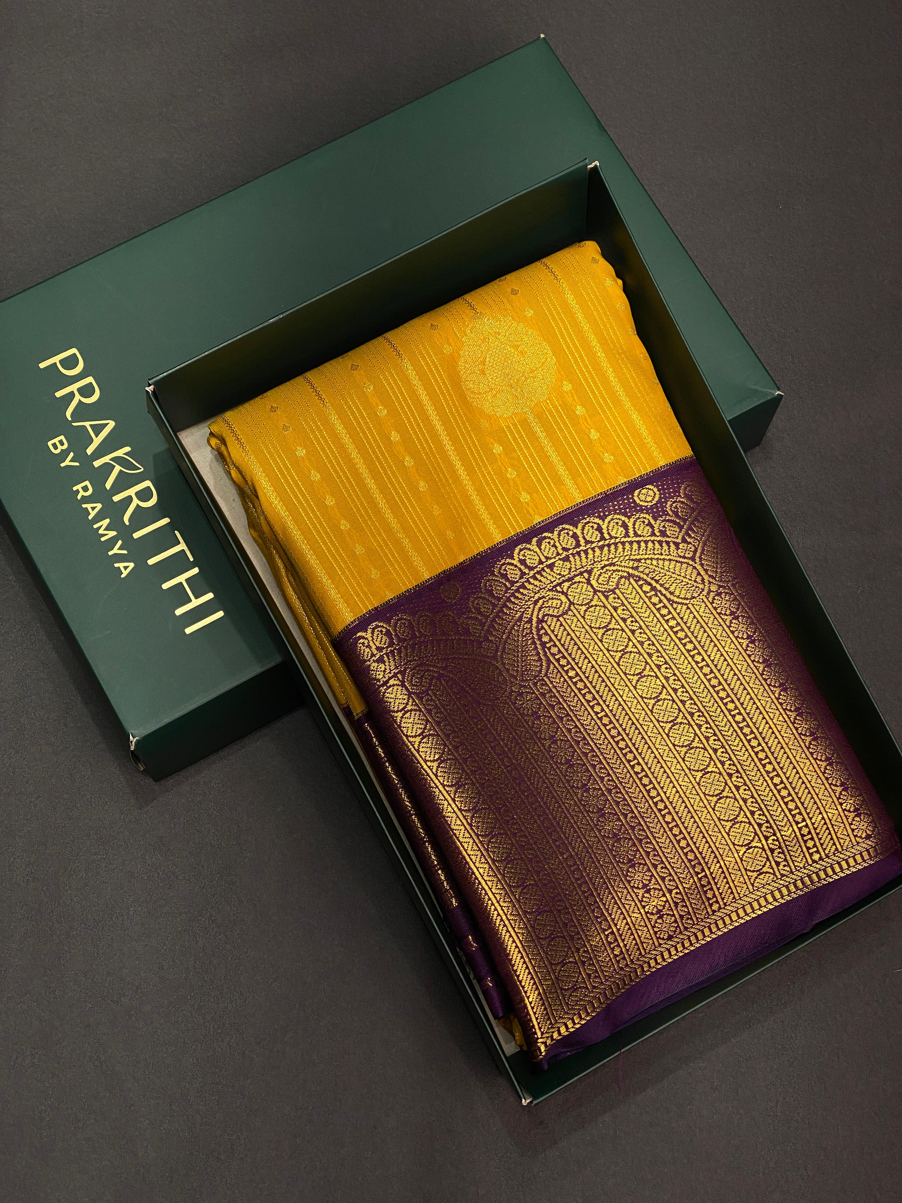 Yellow and Violet silk saree- PSSYVVC