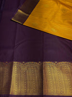 Yellow and Violet silk saree- PSSYV