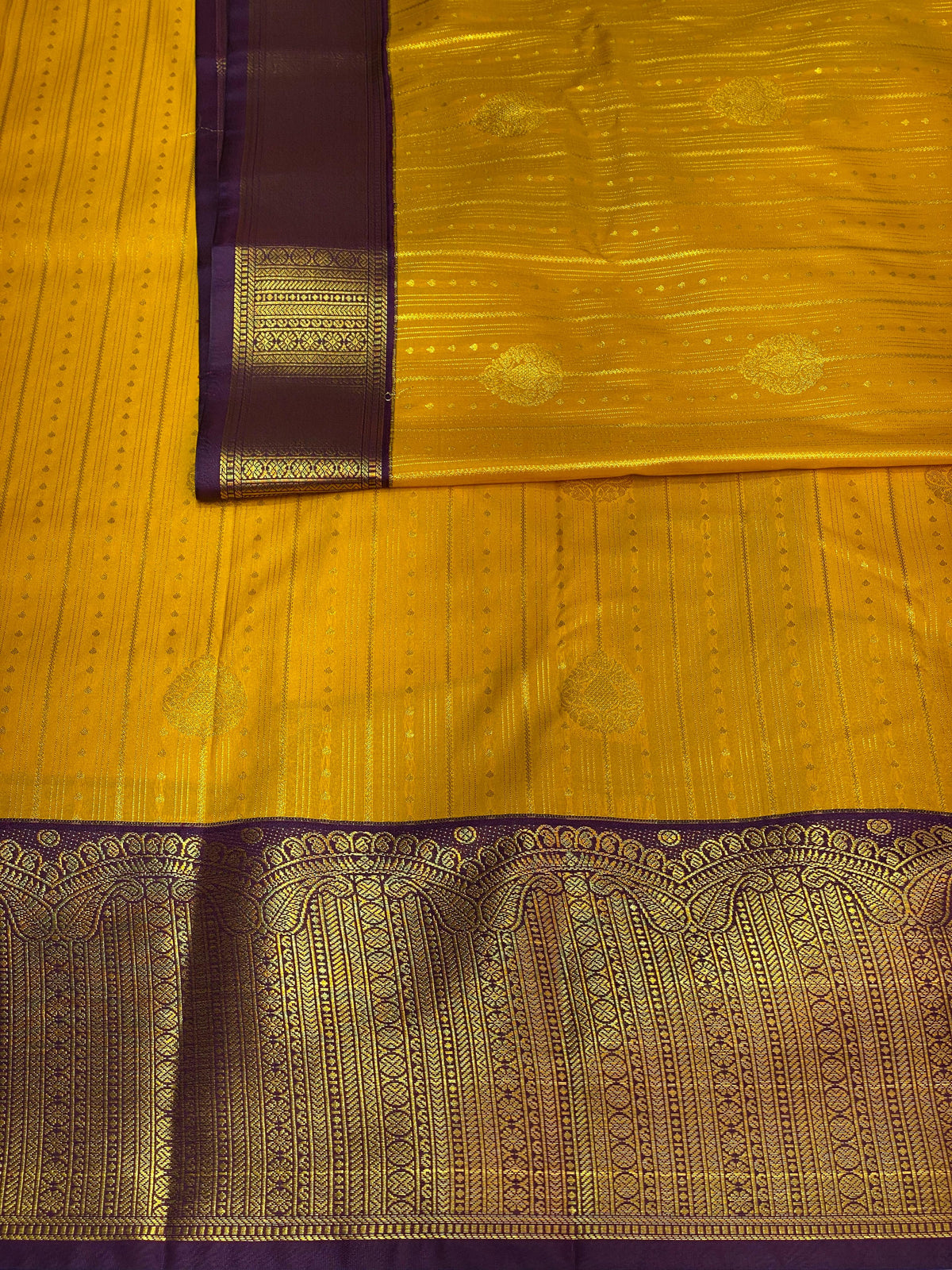 Yellow and Violet silk saree- PSSYV