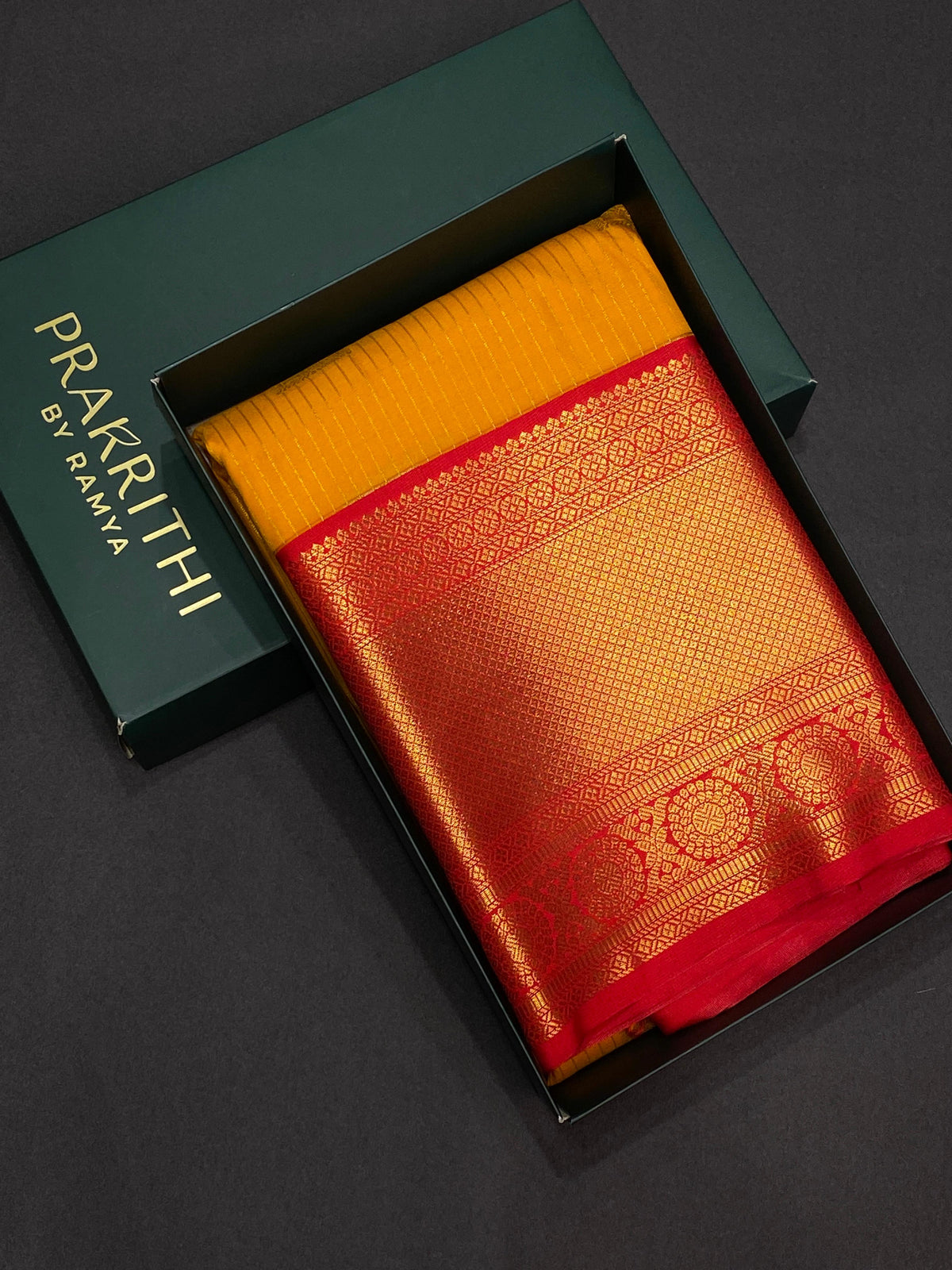 Yellow and Red silk saree- PSSYR2