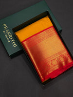 Yellow and Red silk saree- PSSYR2
