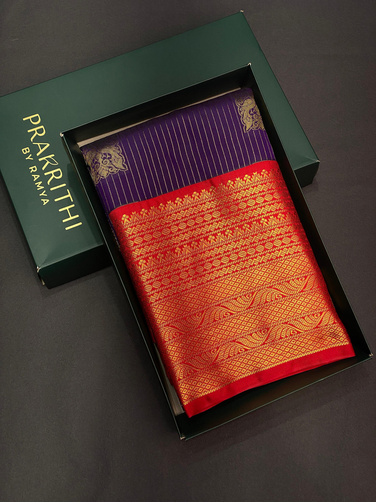Violet an Red silk saree- PSSV