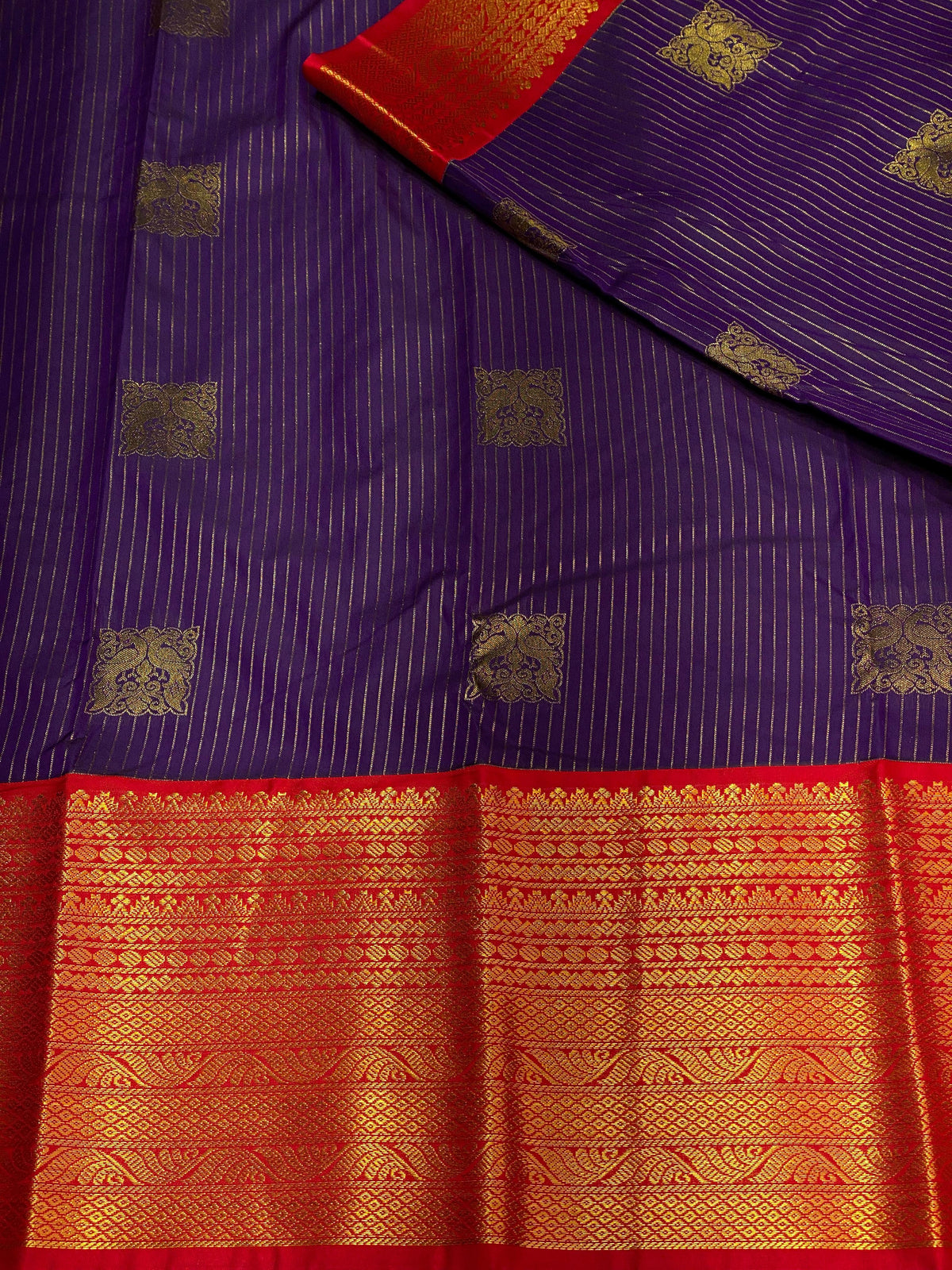 Violet an Red silk saree- PSSV