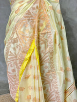 light yellow cotton silk saree - PCS02