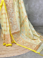 light yellow cotton silk saree - PCS02