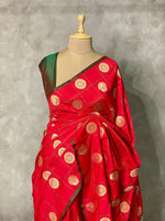 Red and green semi Kanchipuram Soft Silk saree - PRED