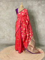 Peach and violet semi Kanchipuram Soft Silk saree - PPEACH