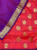 Peach and violet semi Kanchipuram Soft Silk saree - PPEACH