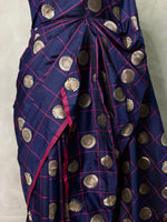 Blue and magenta semi Kanchipuram Soft Silk saree - PBLUE