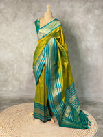 Olive green and Blue saree-PSSLGREEN
