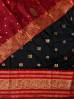 Black and redsilk saree-PSSBLACK