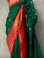 Bottle green and red saree-PSSGREEN