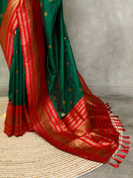 Bottle green and red saree-PSSGREEN