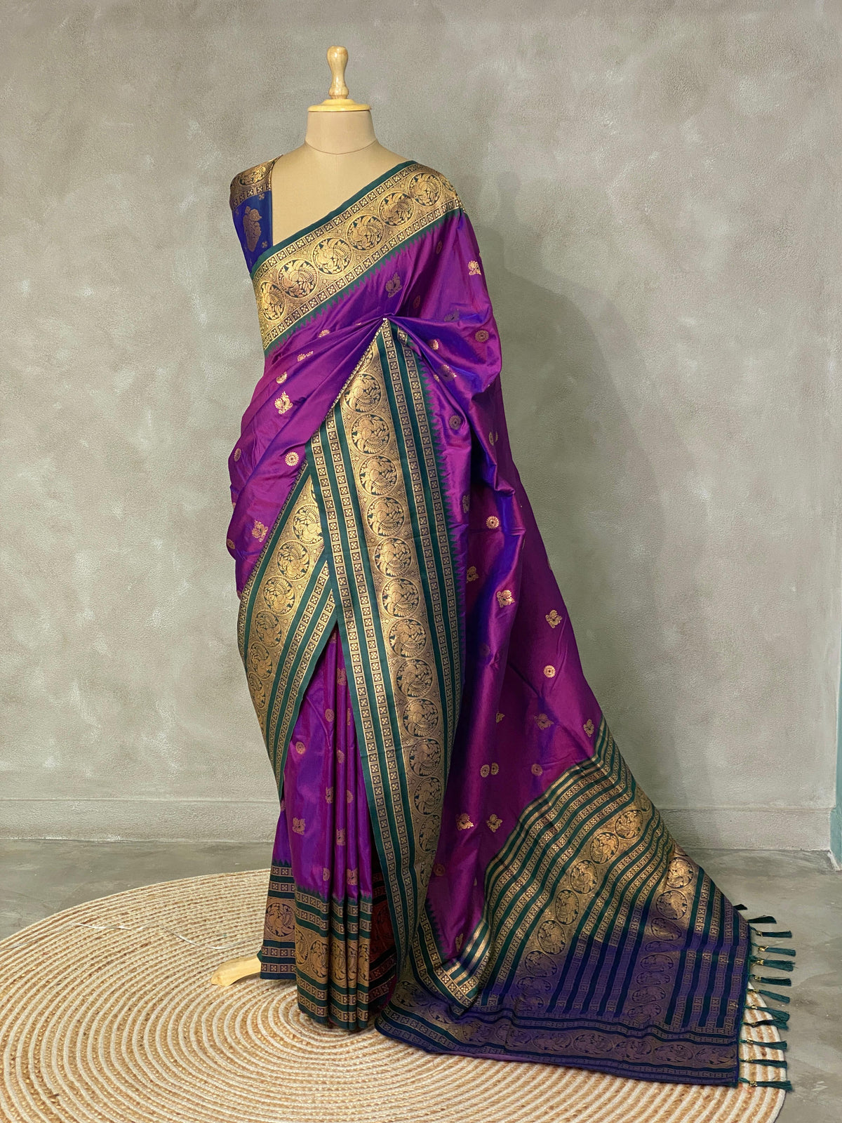 Violet and green saree-PSSVIOLET