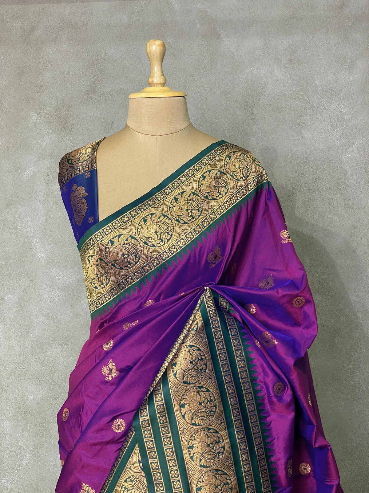 Violet and green saree-PSSVIOLET