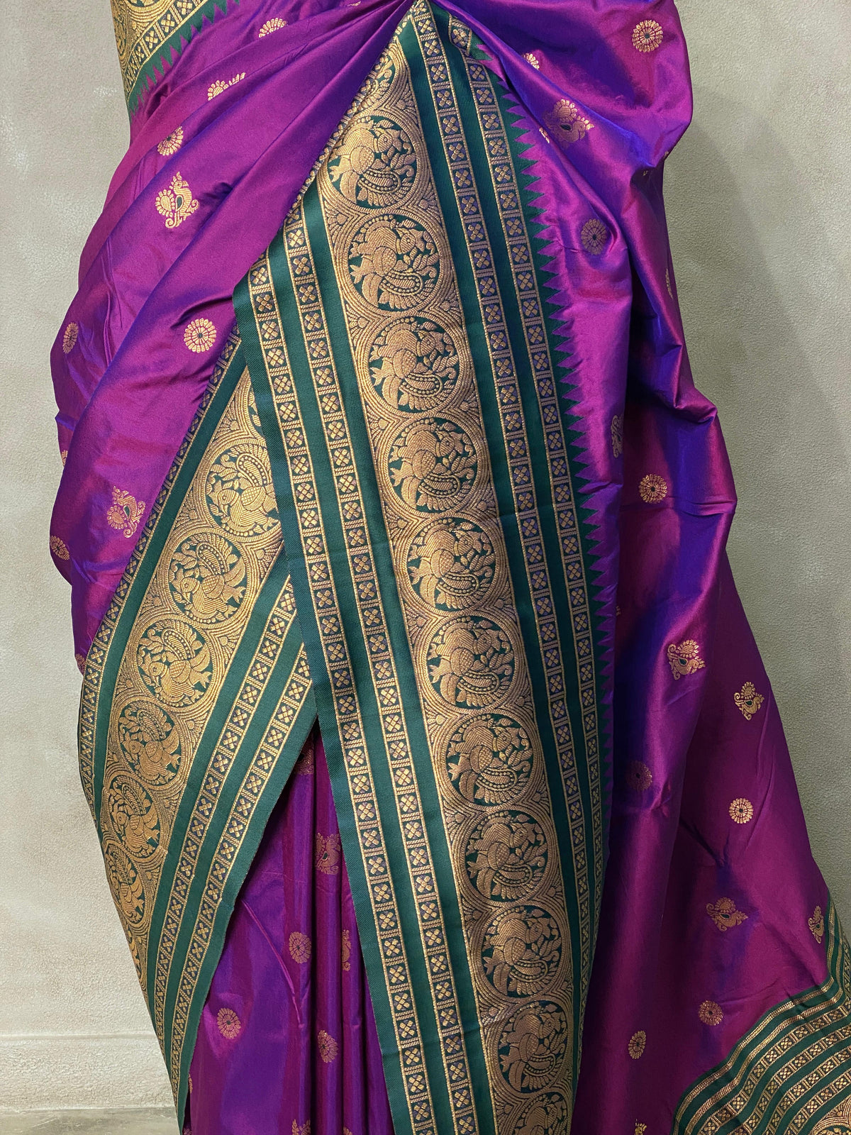 Violet and green saree-PSSVIOLET