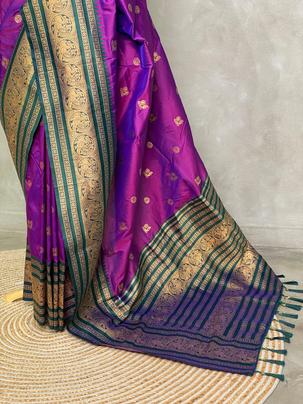 Violet and green saree-PSSVIOLET