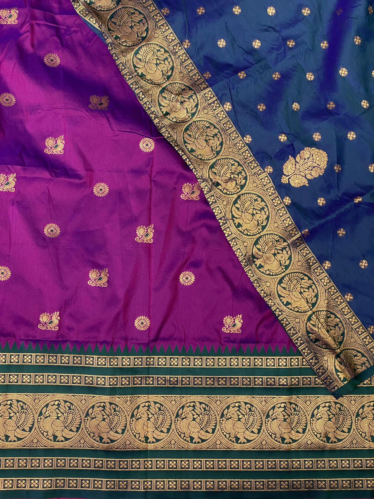 Violet and green saree-PSSVIOLET