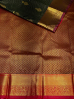Dark Green and maroon stripes kanchipuram- SSI094