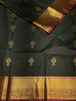 Dark Green and maroon stripes kanchipuram- SSI094