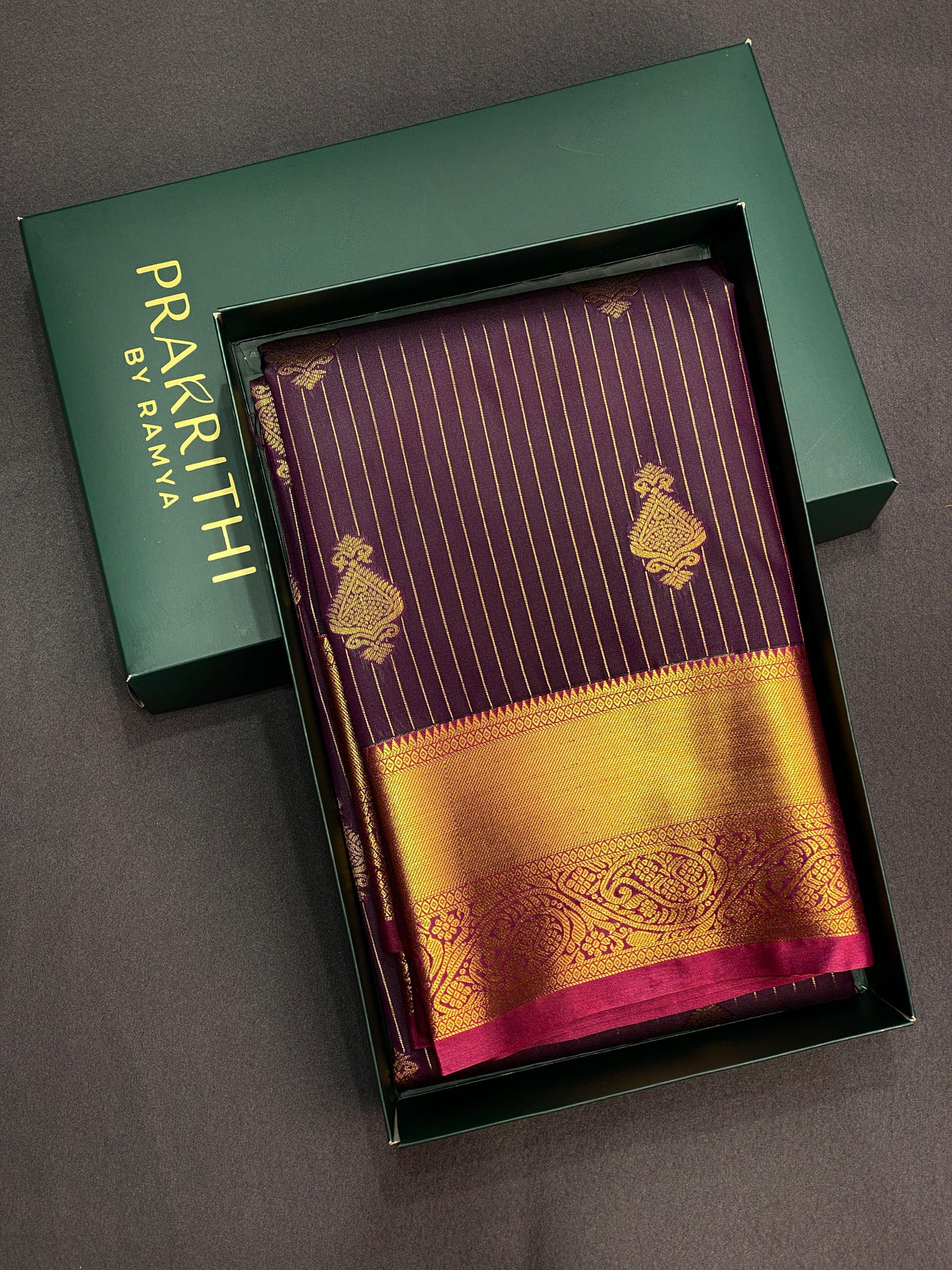 Dark wine and maroon stripes kanchipuram- SSI045
