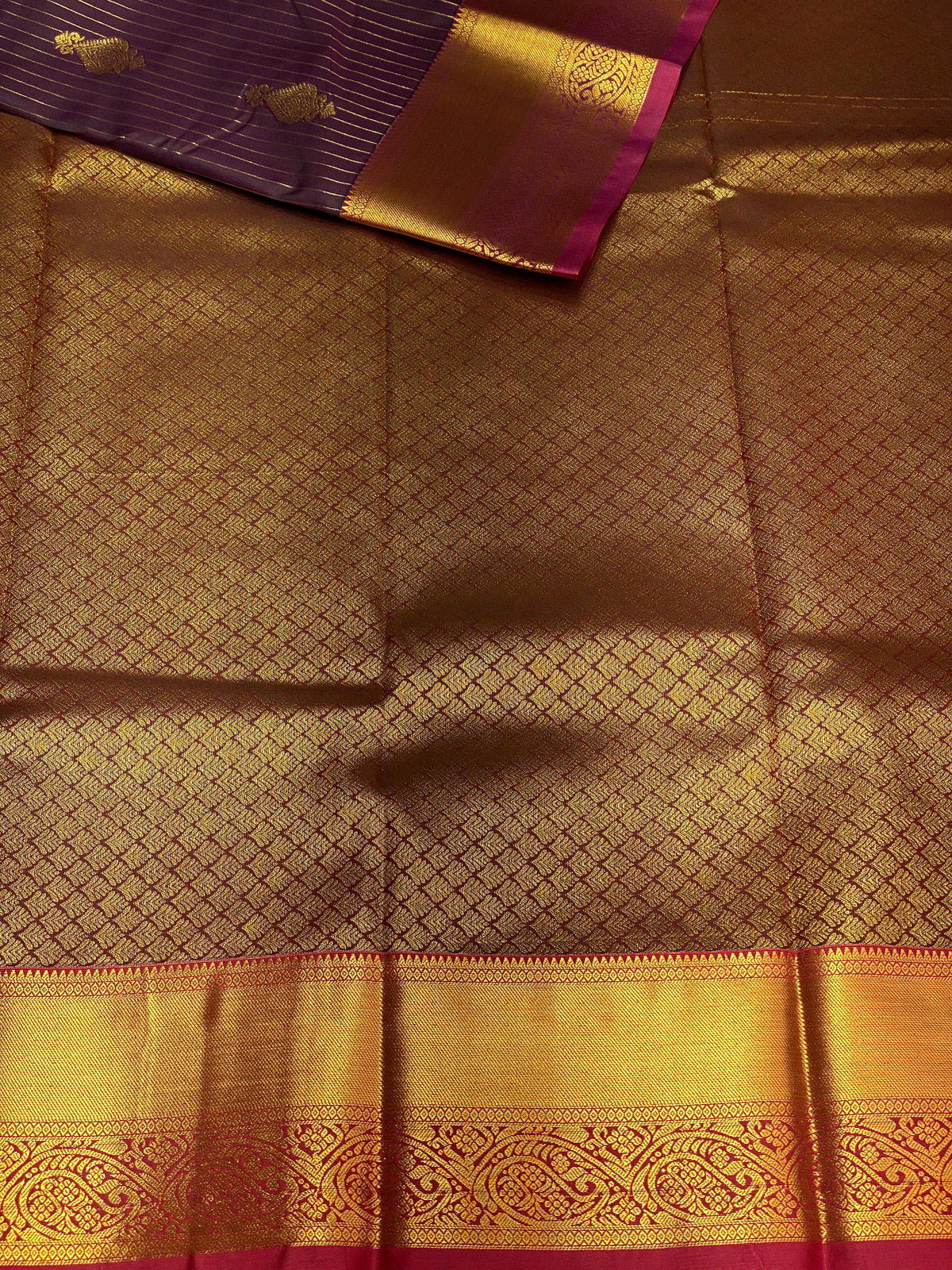 Dark wine and maroon stripes kanchipuram- SSI045