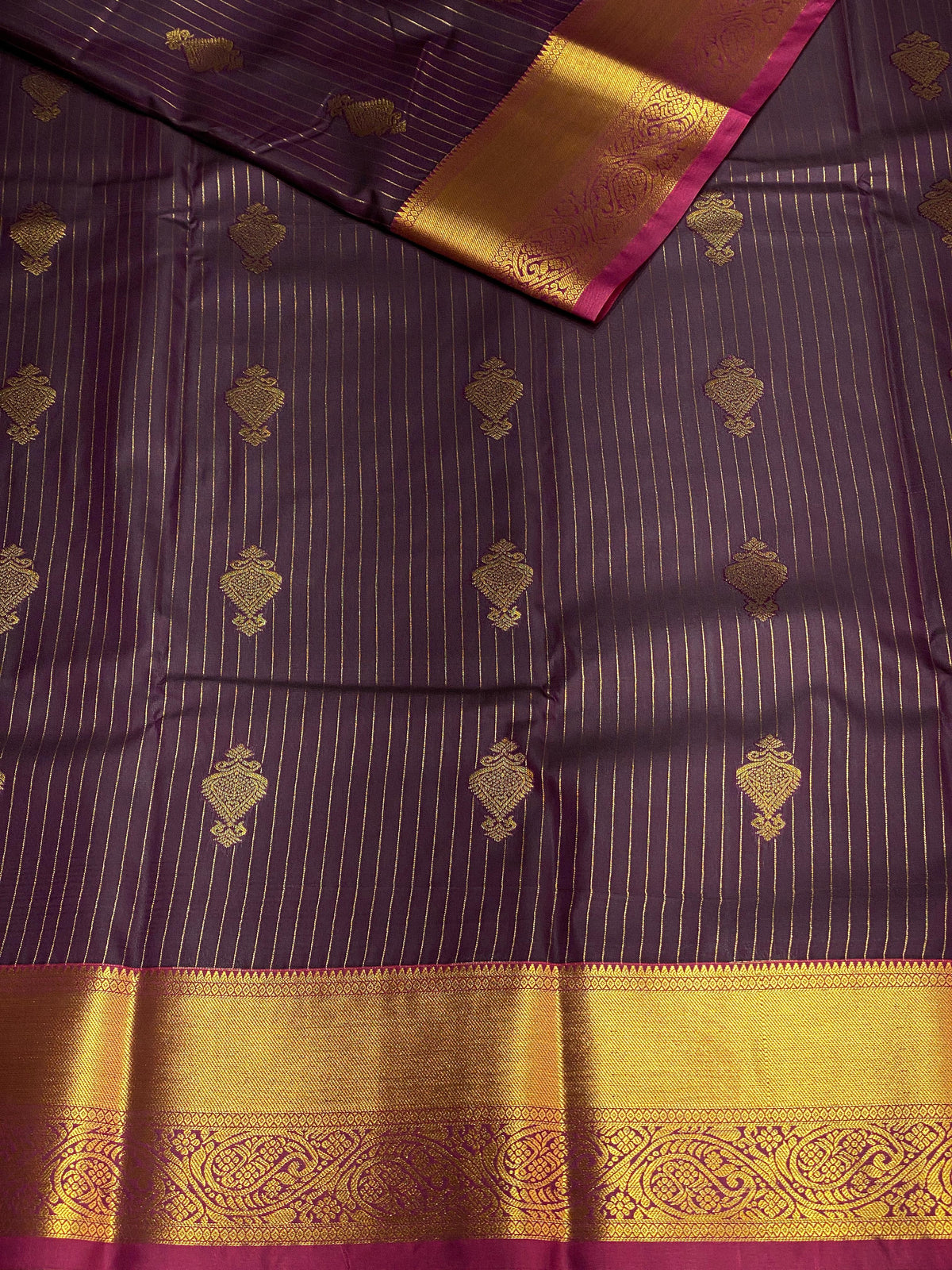 Dark wine and maroon stripes kanchipuram- SSI045