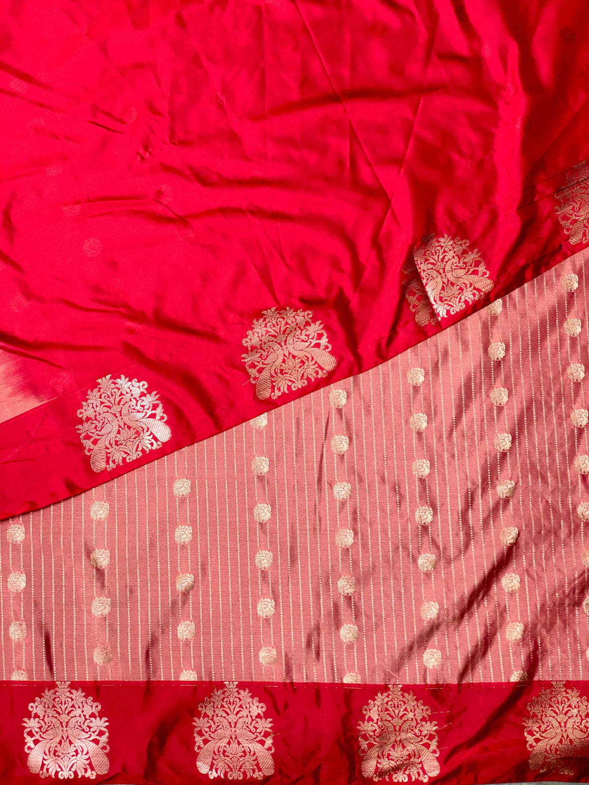 Peach and Red pure soft silk saree - PSOFT5 (Copy)