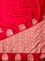 Peach and Red pure soft silk saree - PSOFT5 (Copy)