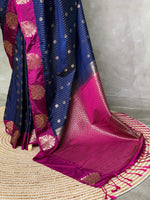 Navy blue andmagenta soft silk saree - PSOFT9