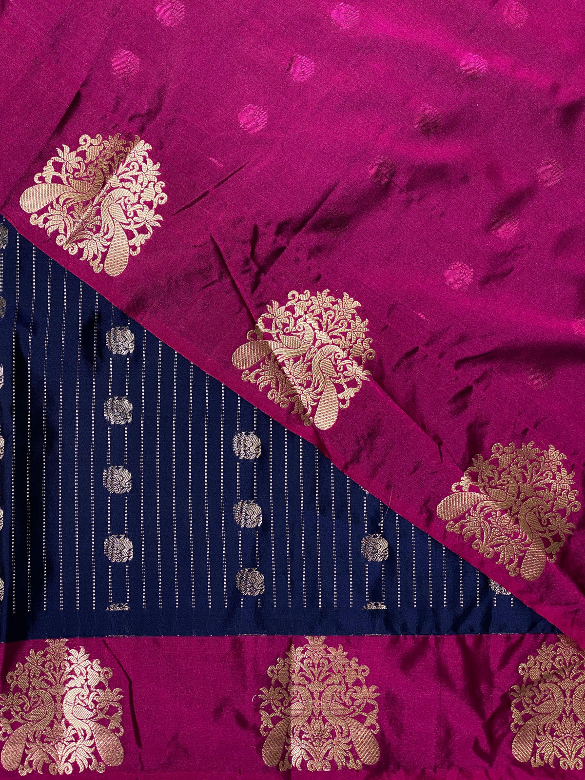 Navy blue andmagenta soft silk saree - PSOFT9