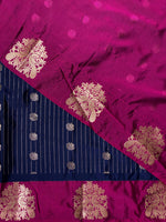 Navy blue andmagenta soft silk saree - PSOFT9