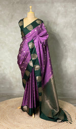 Lavender and dark green pure soft silk saree - PSOFT8 (Copy)