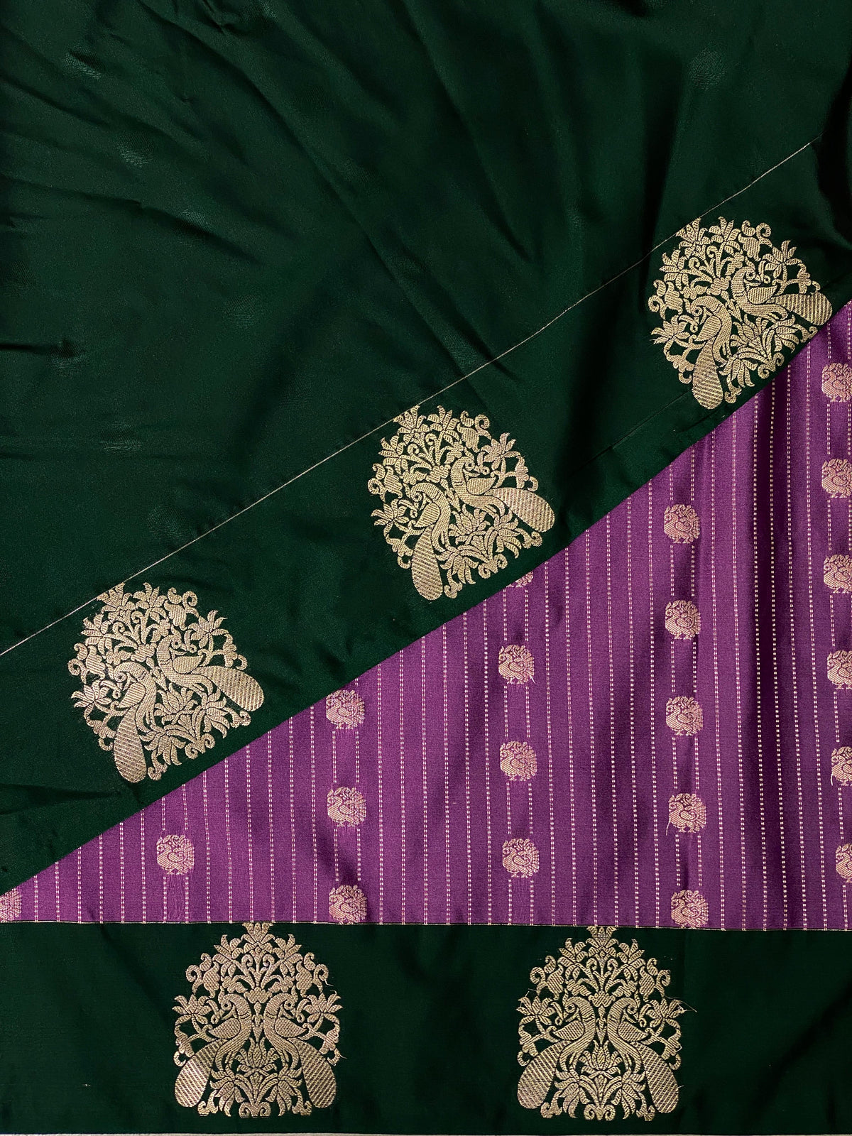 Lavender and dark green pure soft silk saree - PSOFT8 (Copy)