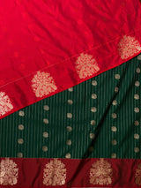 Bottle green maroon pure soft silk saree - PSOFT12